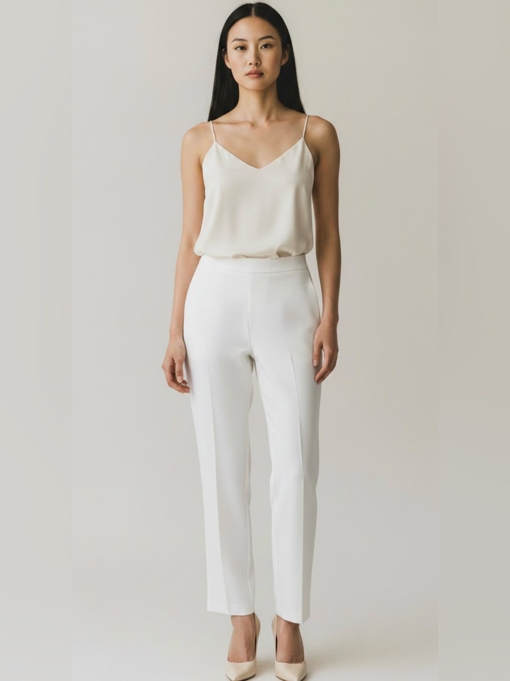 Brandon Maxwell White High Waist Slim Cigarette Fit Suit Trousers Size 12